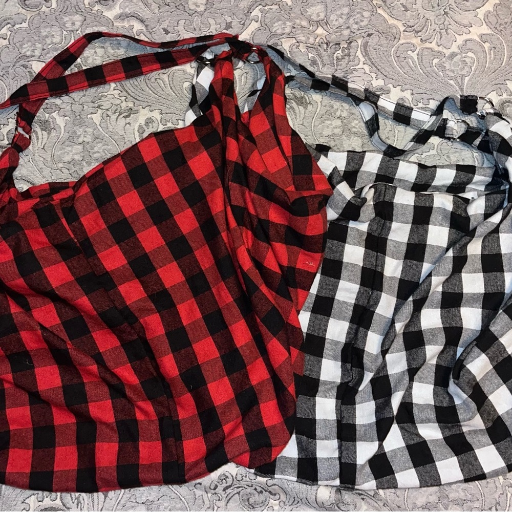 Plaid satchels - Red and Black, White and Black